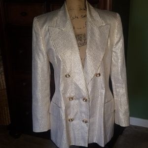 Escada Gold and White Striped Blazer